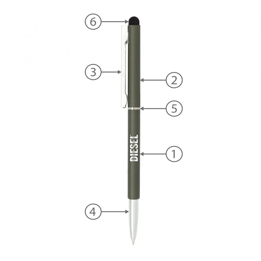 BND71S CLAP STYLUS THIN TWIST METAL BALL PEN-Logo