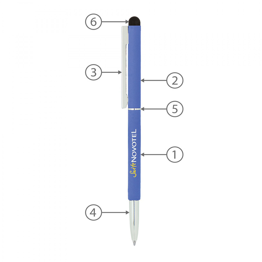 BND71S CLAP STYLUS THIN TWIST METAL BALL PEN-Logo