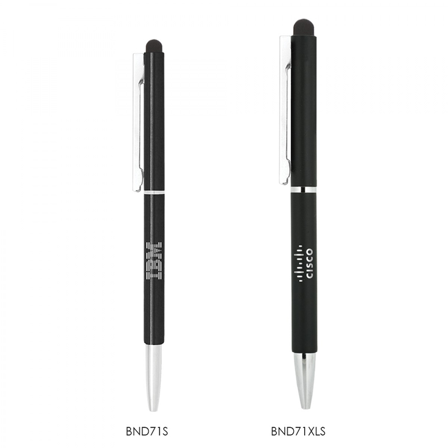 BND71S CLAP STYLUS THIN TWIST METAL BALL PEN-Logo