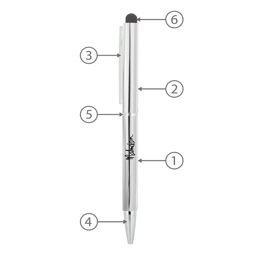 BND71XLS CLAP STYLUS TWIST METAL BALL PEN-Logo