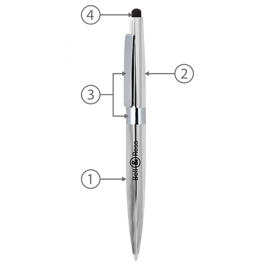 BND77S PERI STYLUS, TWIST METAL BALL PEN-Logo