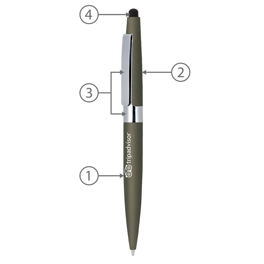 BND77S PERI STYLUS, TWIST METAL BALL PEN-Logo