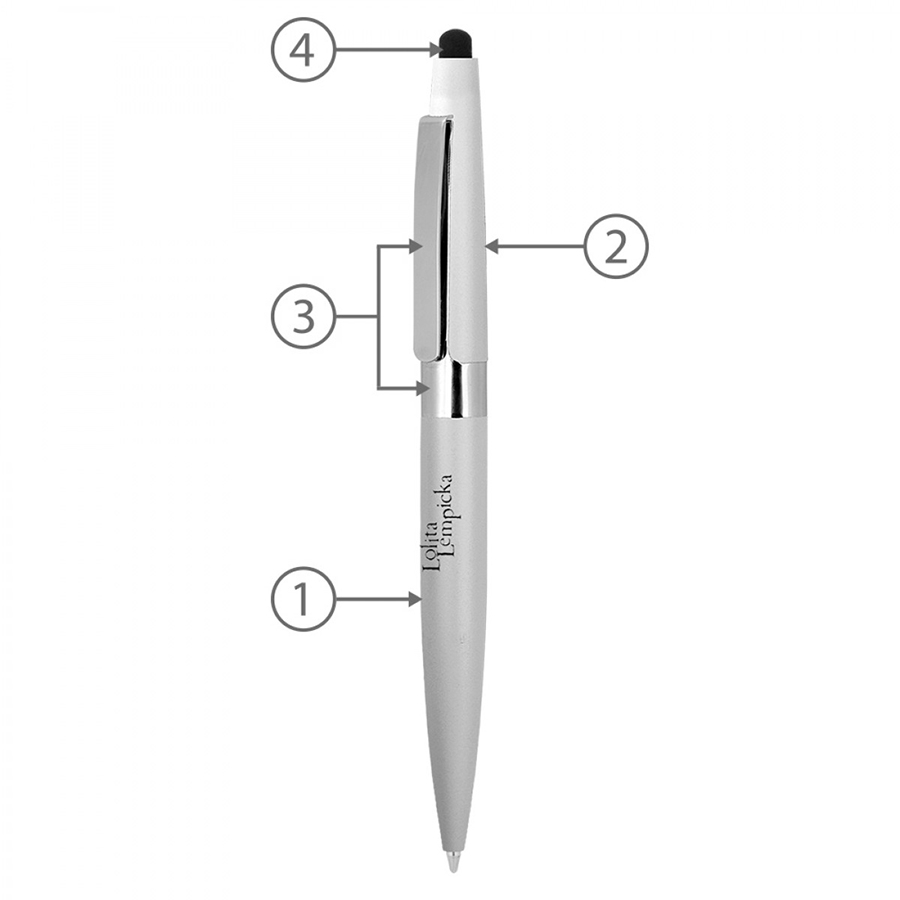 BND77S PERI STYLUS, TWIST METAL BALL PEN-Logo