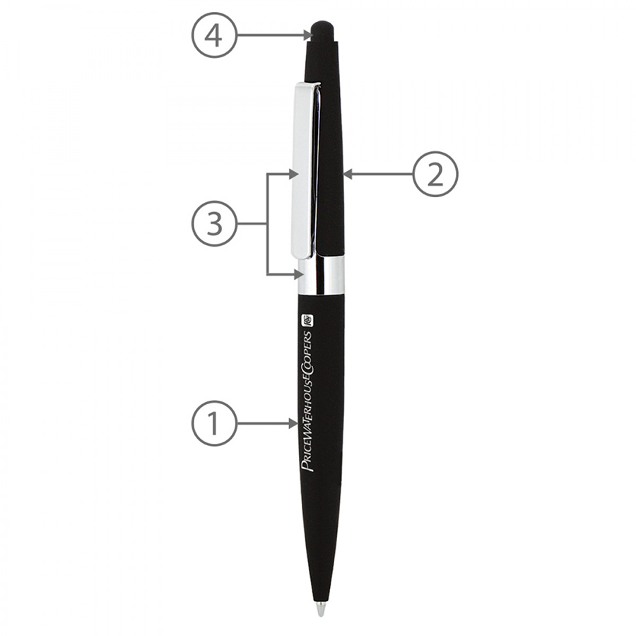 BND77S PERI STYLUS, TWIST METAL BALL PEN-Logo