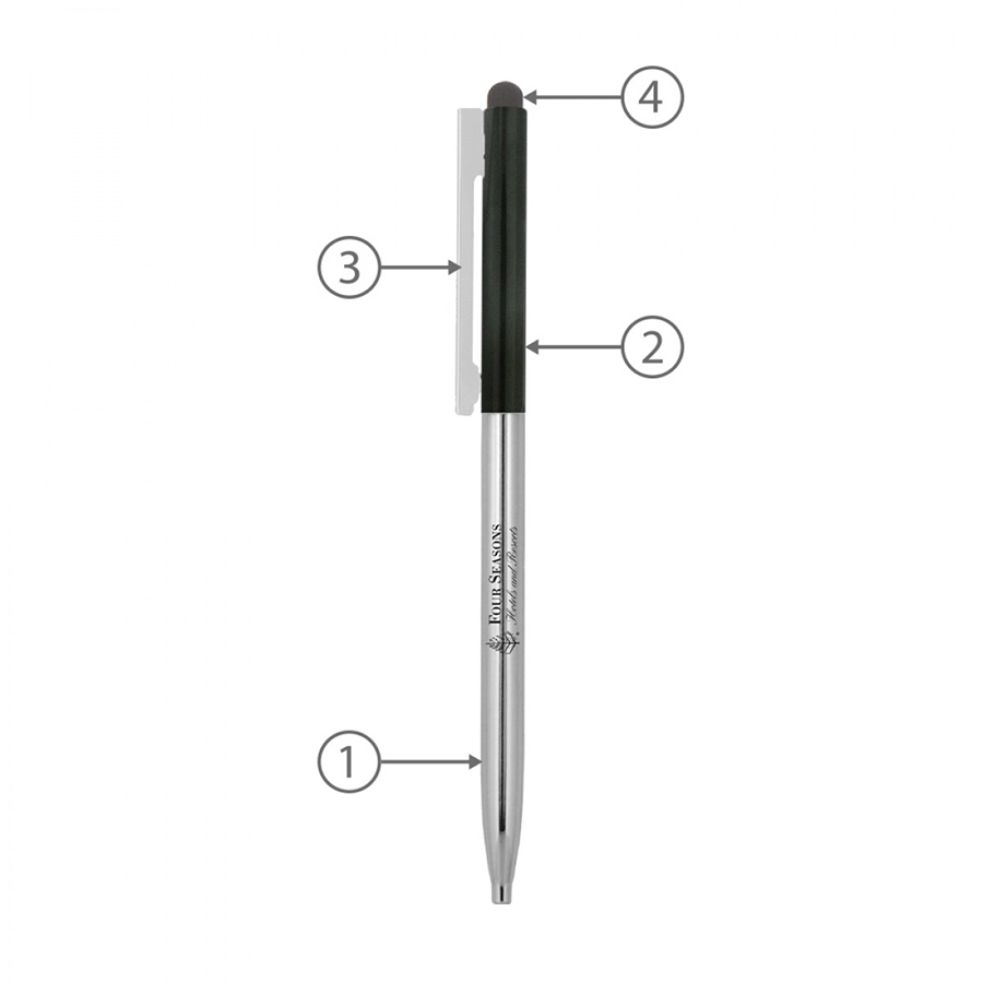 BND78S SARI STYLUS, THIN TWIST METAL BALL PEN-Logo