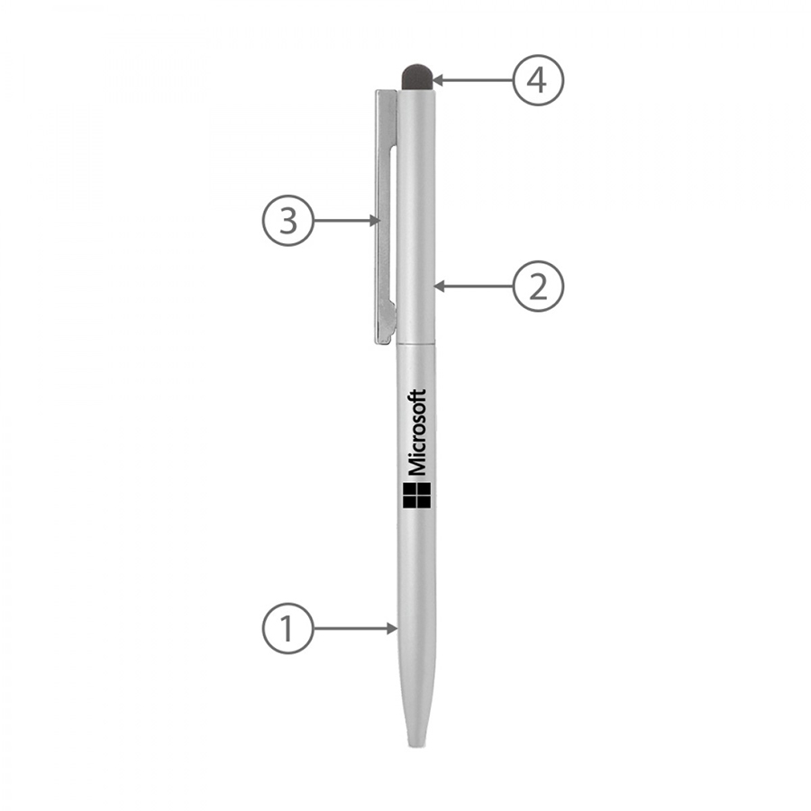 BND78S SARI STYLUS, THIN TWIST METAL BALL PEN-Logo