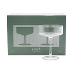 Hazel Ribbed Coupe Glasses-Logo