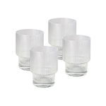 Linnea Ribbed Glass Tumbler-Logo