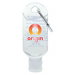 60mL Hand Sanitiser with Carabiner - 75% ethyl-alcohol-Logo