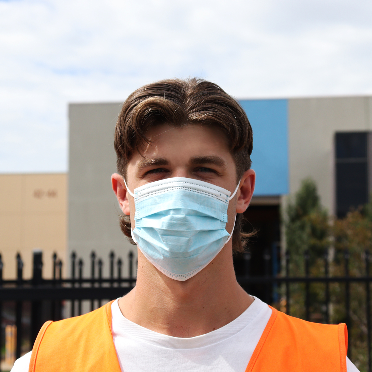 Blue 3-Ply Disposable Face Masks-Logo