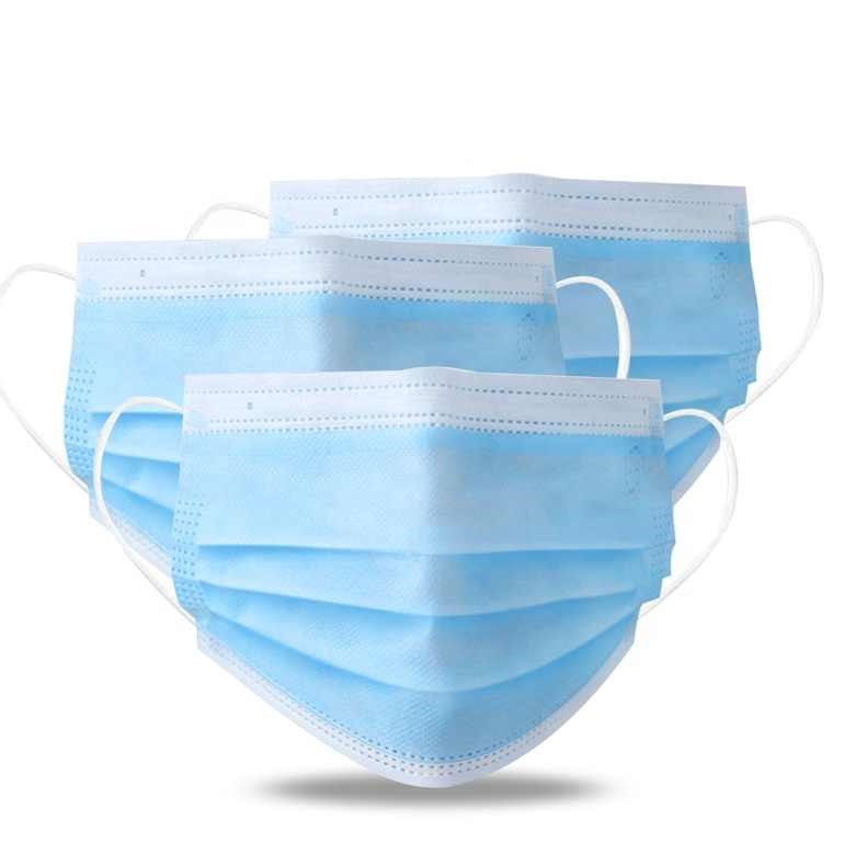 Blue 3-Ply Disposable Face Masks-Logo