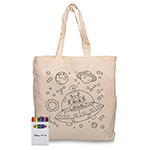 Squiggle Calico Bag with gusset + Crayon set-Logo