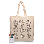 Squiggle Calico Bag with gusset + Crayon set-Logo