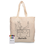 Squiggle Calico Bag with gusset + Crayon set-Logo