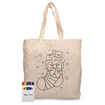 Squiggle Calico Bag with gusset + Crayon set-Logo