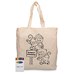 Squiggle Calico Bag with gusset + Crayon set-Logo