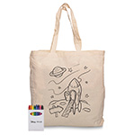 Squiggle Calico Bag with gusset + Crayon set-Logo