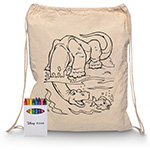 Squiggle Calico Drawstring Bag + Crayon set-Logo