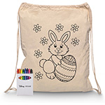 Squiggle Calico Drawstring Bag + Crayon set-Logo