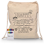 Squiggle Calico Drawstring Bag + Crayon set-Logo