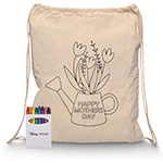 Squiggle Calico Drawstring Bag + Crayon set-Logo