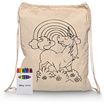 Squiggle Calico Drawstring Bag + Crayon set-Logo